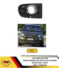FIAT 500 S 2015 ON FRONT BUMPER FOG GRILLE BLACK WITH CHROME MOULDING RIGHT SIDE