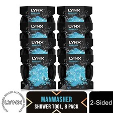Lynx Manwasher 2-Sided Shower Tool For A Better Clean & Smell Ready, 8 Pack