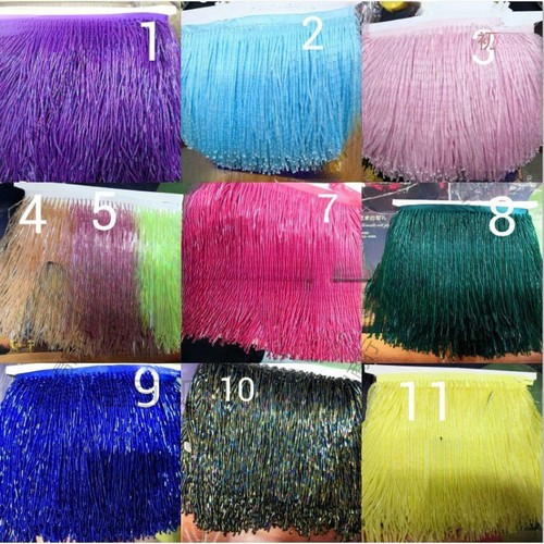 Beaded glass tube fringe - beaded,