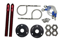 RED / METALLIC bonnet hood catches pins clamp locks track race drift rally *2