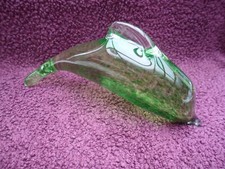 Vintage Wedgwood Mottled Green Encased Glass Animal Dolphin Paperweight 1970's.