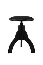 Piano Stool, Round, Matt Black with Fabric Upholstery in Black
