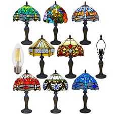 Tiffany-Style Table Lamp Stained Glass Handcrafted Art Bedside Desk Light Lamps