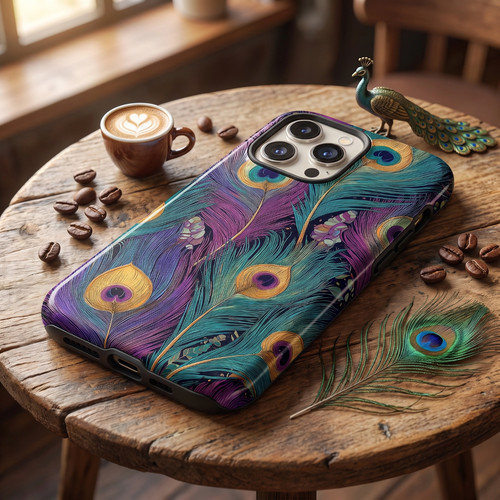 Peacock feather tough phone - feather,