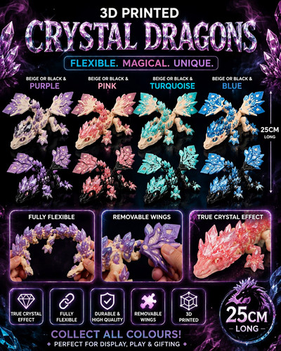 Printed crystal dragon - printed,