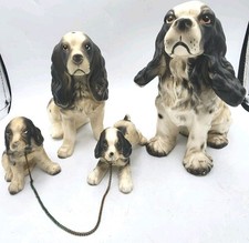 Dog Figurine Lot 4pc Cocker & Springer Spaniel Mom & Pups Vtg Japan Arnart