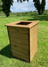 Deep High Wooden Planter Square Tall Plant Flower Patio Pot Premium Quality