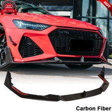 Fits Audi RS7 Sportback 20-21 DRY CARBON FIBER Front Bumper Lip Spoiler Body Kit