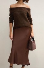 Bias Cut Satin Midi Skirt Size