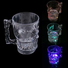 HALLOWEEN SKULL BEER MUG / CUP / PLASTIC GLASS colour changing WITH HANDLE 