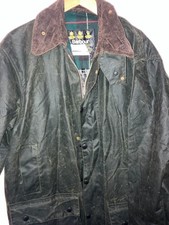 Barbour 1990 VGC Vintage Wax Jacket A400 NORTHUMBRIA Green 3 Crest (C44 112cm)