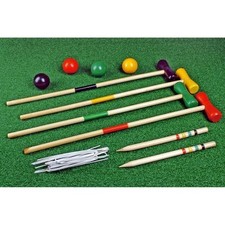 Wooden Croquet Large, 4 x Mallets, 4 x Balls, 2 x Target Stakes, 10 x Hoops