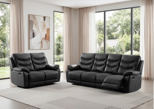 Black italian leather seater - italian,