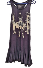 Punky Fish Dress M Black Beige Dancers Racer Back Tunic Gothic Grunge Emo