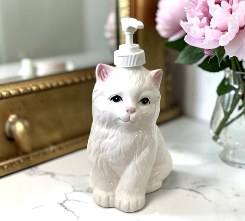 Vintage ceramic white cat - vintage,