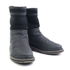 Auth CHANEL boots   black Mouton h30366i