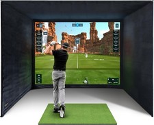 SimSpace Golf Simulator Enclosure with Impact Display Projection Screen, use