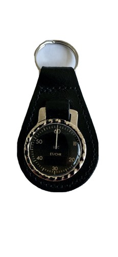 Black leather keyring fob - black,