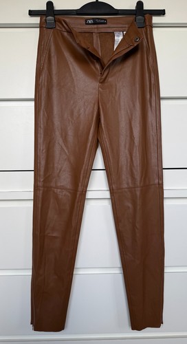 Brown faux leather leggings - brown,