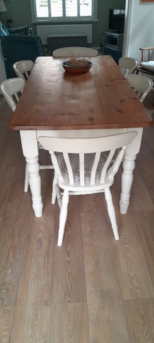 Vintage solid pine table 6 - table, &