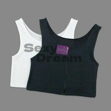 Lady Zip Chest Breast Binder Lesbian Tomboy FTM Bra Basic Vests Crop Tops Casual
