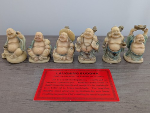 Laughing buddha set - laughing, resin
