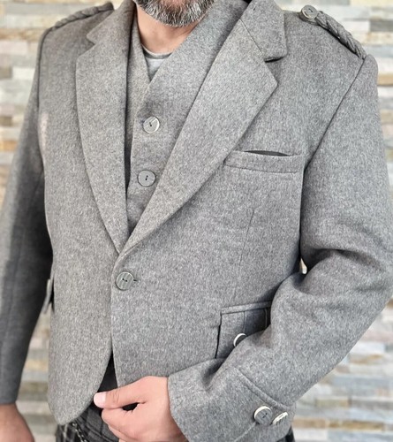 Men grey wool - men's, argyle