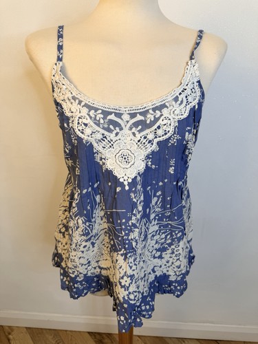 Tesco blue floral cotton - floral,