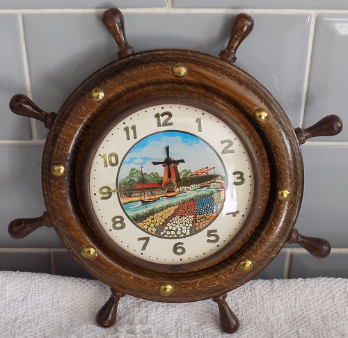 Vintage wooden ship wheel wall - vintage,