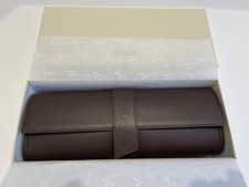 ROLEX 4 Watch Roll Travel Case Pouch Box Brown Leather