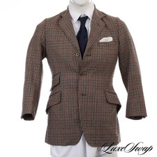 SMALL GUYS Vintage Swaine Adeney England Houndstooth Multi Plaid Jacket 35 S NR