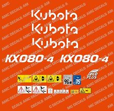 KUBOTA KX080-4 MINI DIGGER  DECAL STICKER SET WITH SAFETY WARNING SIGNS