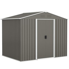 Outsunny 8 x 6ft Garden Storage Shed w/ Double Sliding Door Outdoor Light Grey