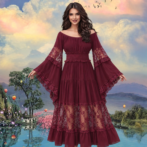 Boho lace maxi - lace, bridesmaid
