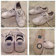 White Leather Trainers Size 4 Vintage Puma Toronto Blue Suede Trim Vgc