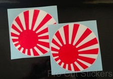 Rising Sun Round Flag Stickers Small - Large Sizes JDM Decals Japan 50mm - 500mm