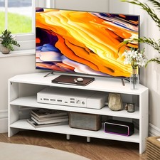 HOMCOM Corner TV Stand, TV Unit with Open Shelves for 47 Inch TV, White