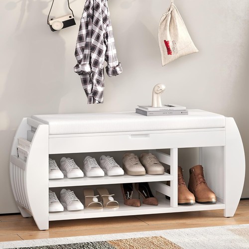 Entryway storage bench shoe - storage,