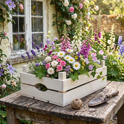 Wooden garden tray crate - garden,