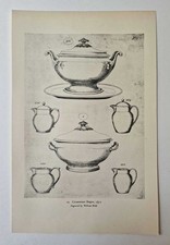 WEDGWOOD William Blake's Engraving of Creamware Jugs, 1953 Litho Plate