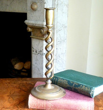 Brass Candlestick Barley Twist 12" Vintage