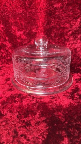 Vintage etched glass small - etched,
