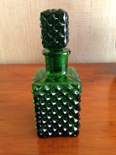 Vintage green glass hobnail - glass,