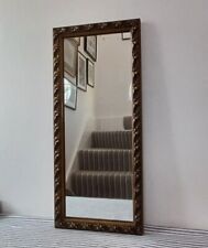Vintage Vertical Hall Mirror Acanthus Scroll Chunky Wooden Frame Wall Mounted