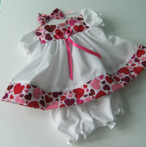 White with hearts - dress,clip, &
