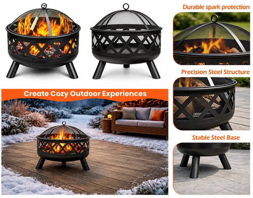 Outdoor fire pit bbq - fire, with