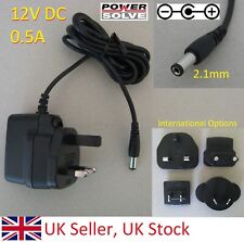 Power Supply 12V DC 500mA Mains Adapter 2.1mm plug AC-DC PSU for Arduino etc. UK