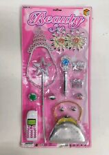 Kids Girls Role Play Princess Beauty Earring Wand Ring Phone Bag Jewelry Set