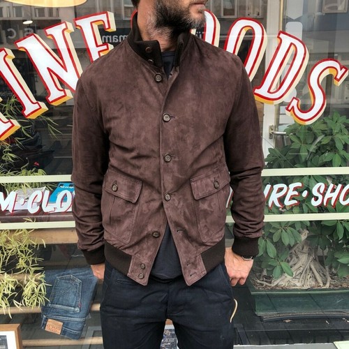 Leather jacket men - jacket, brown