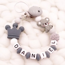 Dummy Clips Personalized Silicone Pacifier Holder Soother Chain Baby Shower Gift